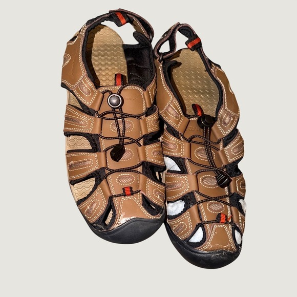 Eddie Bauer Other - Eddie Bauer Tommy Fisherman Sandals Mens 12 Brown Leather Hiking Outdoor Bungee
